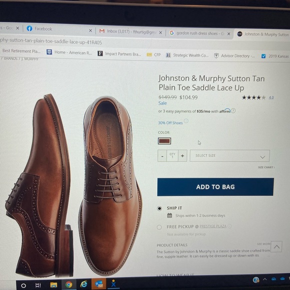 Johnston & Murphy Brown Dress shoes 10 - Picture 6 of 7